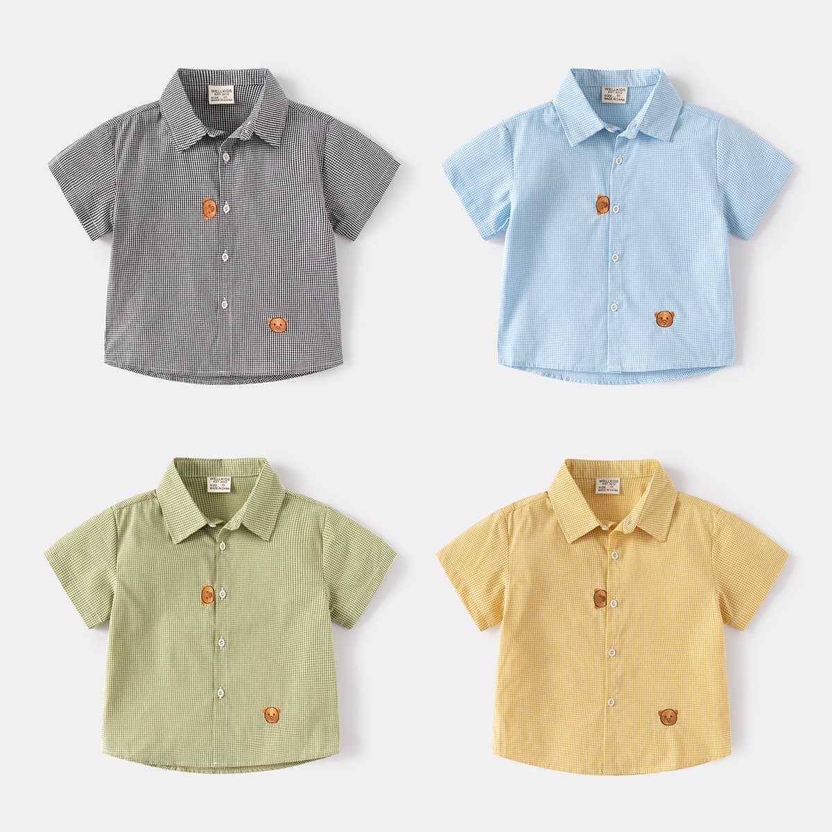 Boys' short-sleeved shirt, summer style, thin, children's 2024 new plaid shirt, stylish and trendy, dropshipping available.