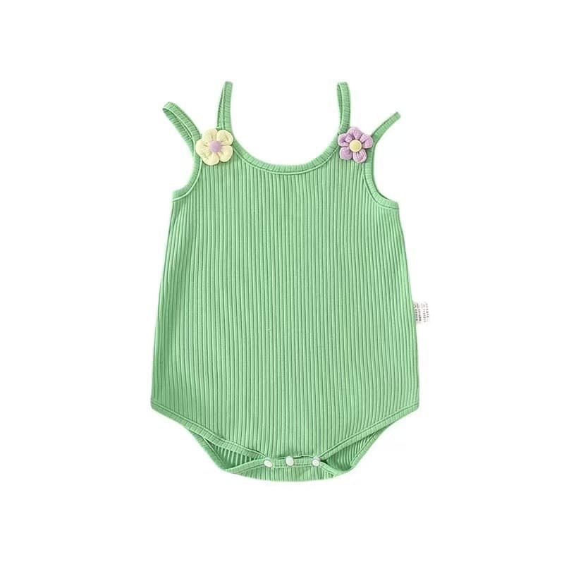 Baby Girl Floral Strap Bodysuit Summer Thin Newborn Romper Baby Girl Crawling Suit