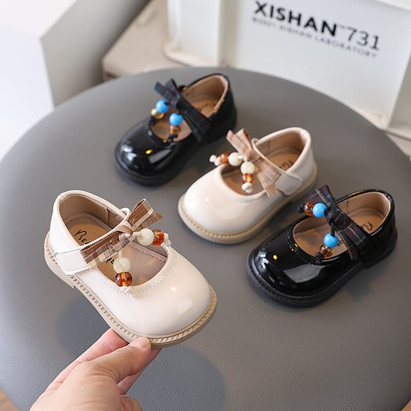 2026 Spring and Autumn New Girls and Children's Fashion Bow Shiny Leather Shoes Korean Style Princess Leather Shoes Children's Shoes