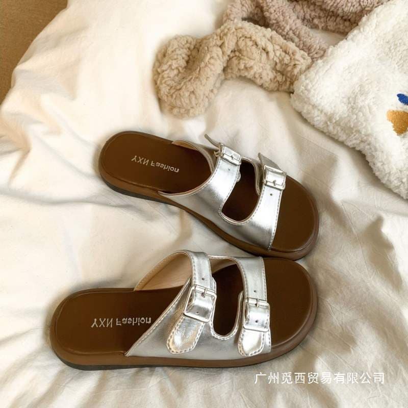 Vintage French Birkenstock Sandals for Women 2025 Summer New Thick Sole Beach Sandals Slippers to Match Dresses Birkenstock Clogs