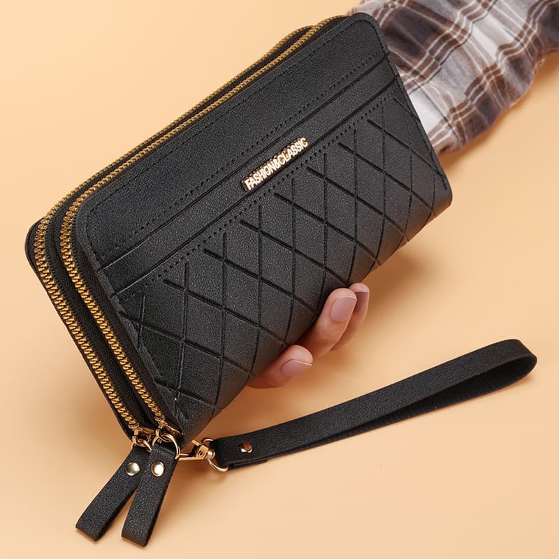 2024 New Women's Long Wallet Korean Style Simple Double Zipper Popular Coin Purse Multi-Slot Wallet Card Holder