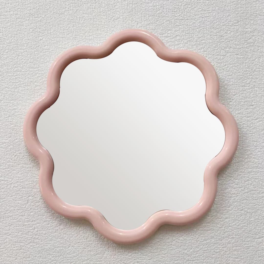 Cloud-shaped wall-mounted makeup mirror, wave-shaped vanity mirror, flower-shaped French decorative mirror, cross-border storage tray
