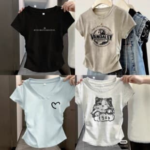 2025 Summer New Korean Style Casual Loose Short Sleeve T-Shirt Women's Half Sleeve Base Top Women's Clothing Wholesale Source