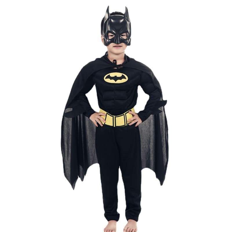 Halloween Vampire Black Bat Muscle Costume, Children's Masquerade Cosplay Performance Outfit for Export