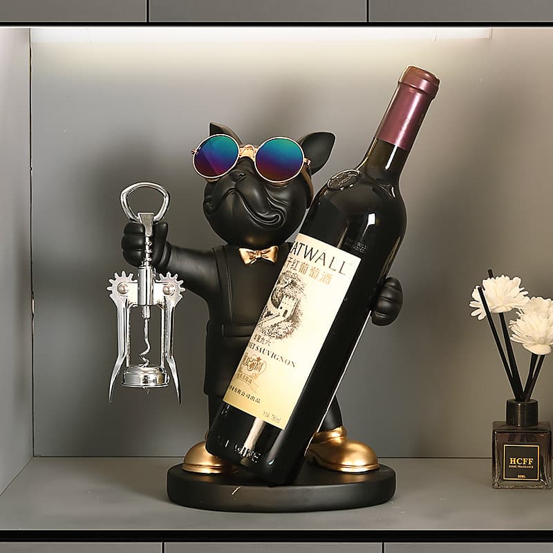 Wine Rack Dining Side Cabinet Wine Decorative Ornaments Light Luxury High-end Home Living Room Bulldog Bull Dog Furnishings