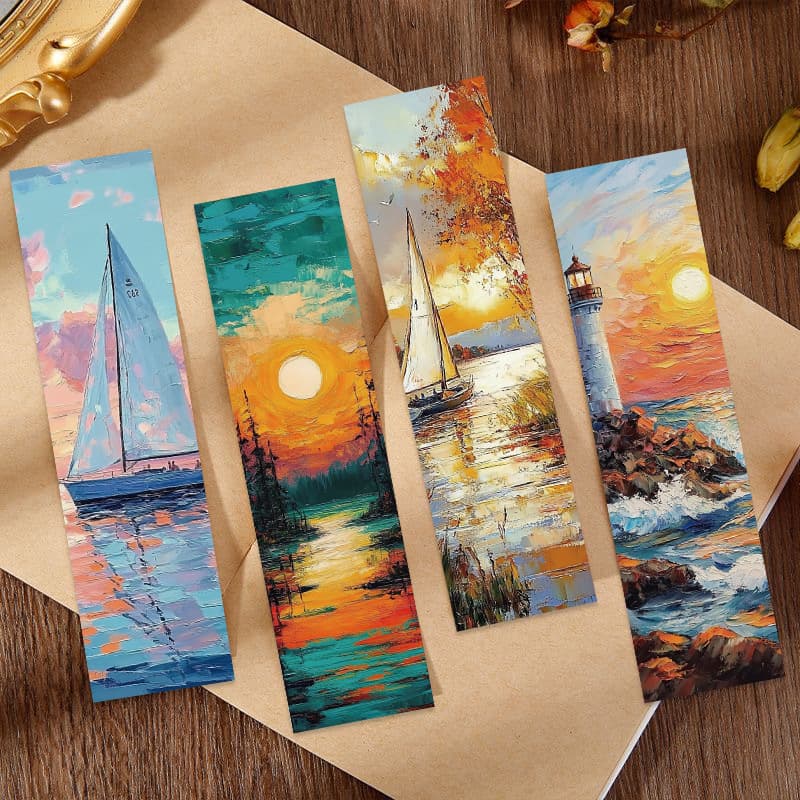 30 Cartoon Romantic Oil Painting Bookmarks Simple Journal Artistic Creative Ins Reading Paper Bookmarks DIY