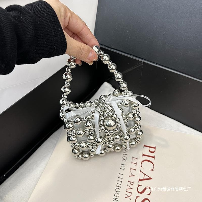 Internet Trendy Mini Bag Women's 2024 New Handmade Bead Bag Beaded Bag Summer Fashionable Shoulder Crossbody Handbag