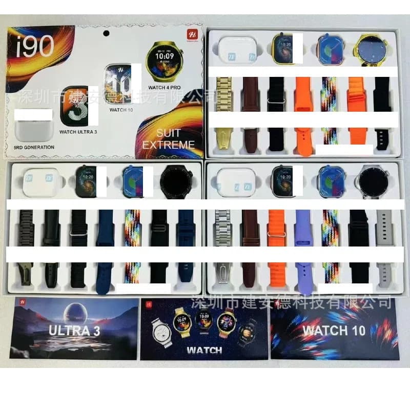 i90 SUIT smart watch, call, heart rate, health, exercise, Bluetooth, step counting, reminder, TWS earphones 3watchs