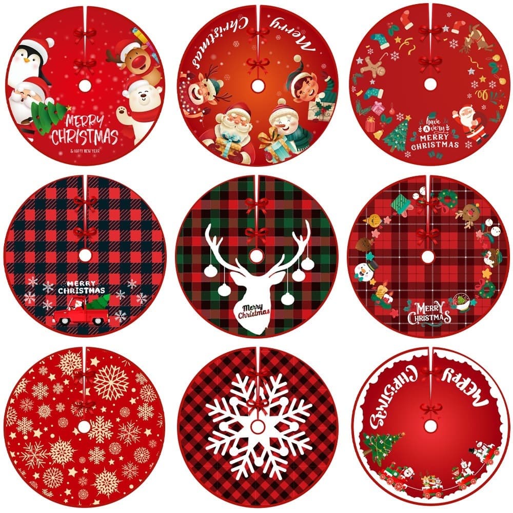 New Christmas Tree Skirt Creative Exquisite Printed Tree Bottom Decoration Tree Skirt Christmas Ornament