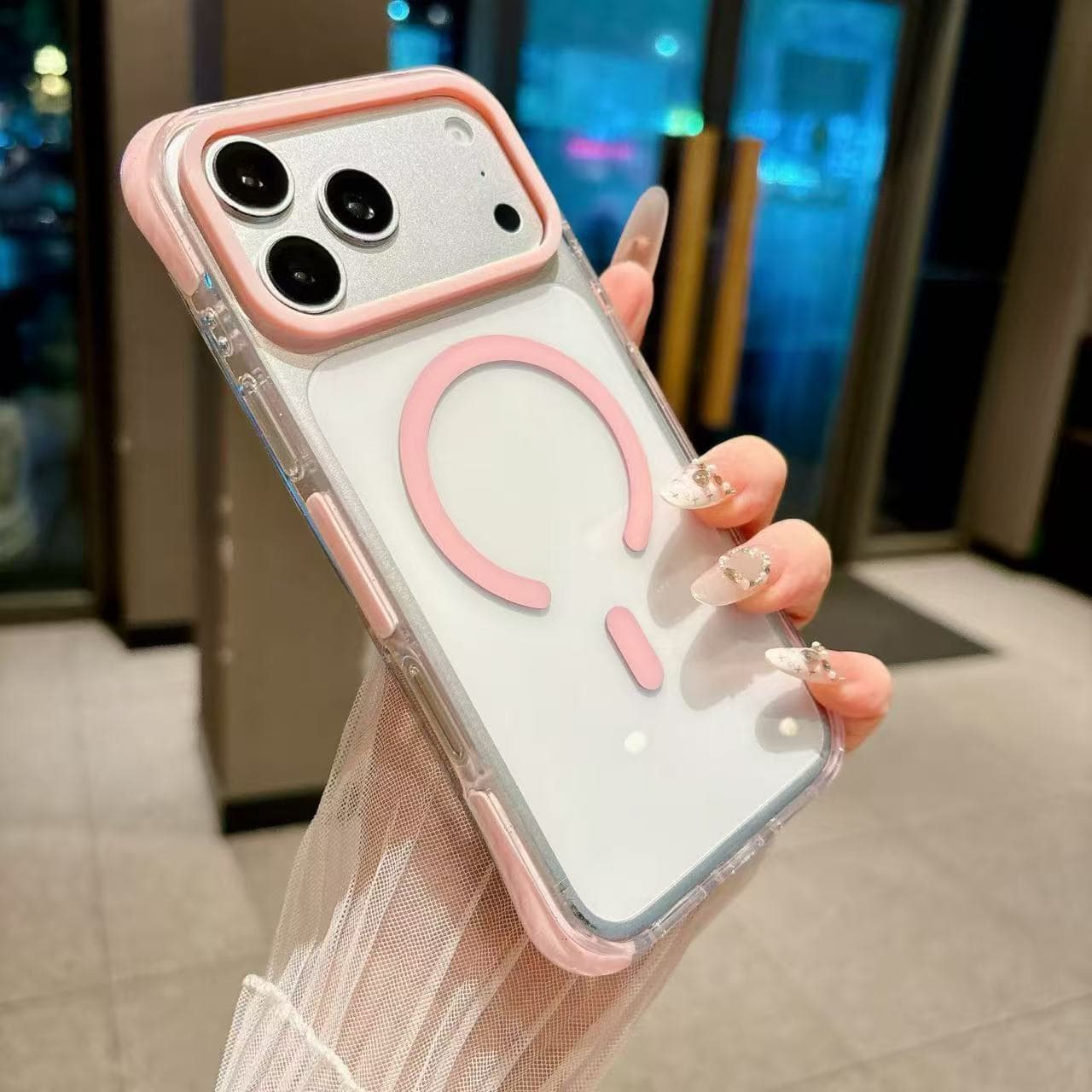 For iPhone 17 Pro Max Case Magnetic Transparent Four-Corner Airbag Anti-Drop Color Contrast iPhone 16 Protective Cover