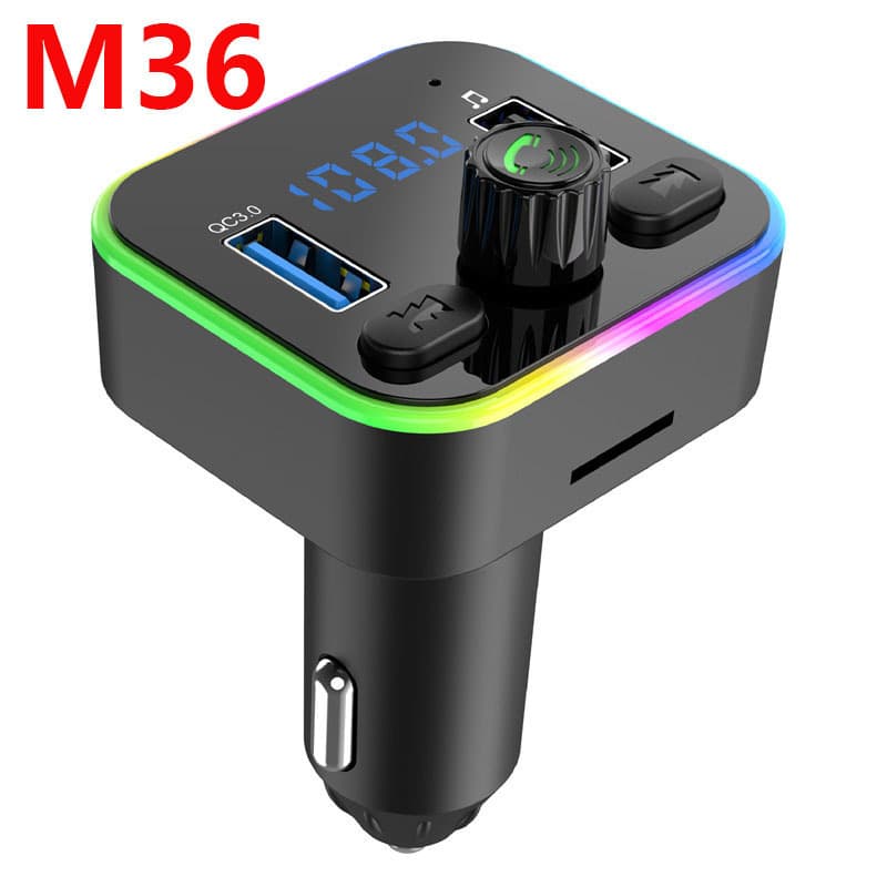 M36 New Color Light Plug TF Card Car Bluetooth Handsfree MP3 Player Car FM Transmitter Bluetooth Dual Cigarette Lighter