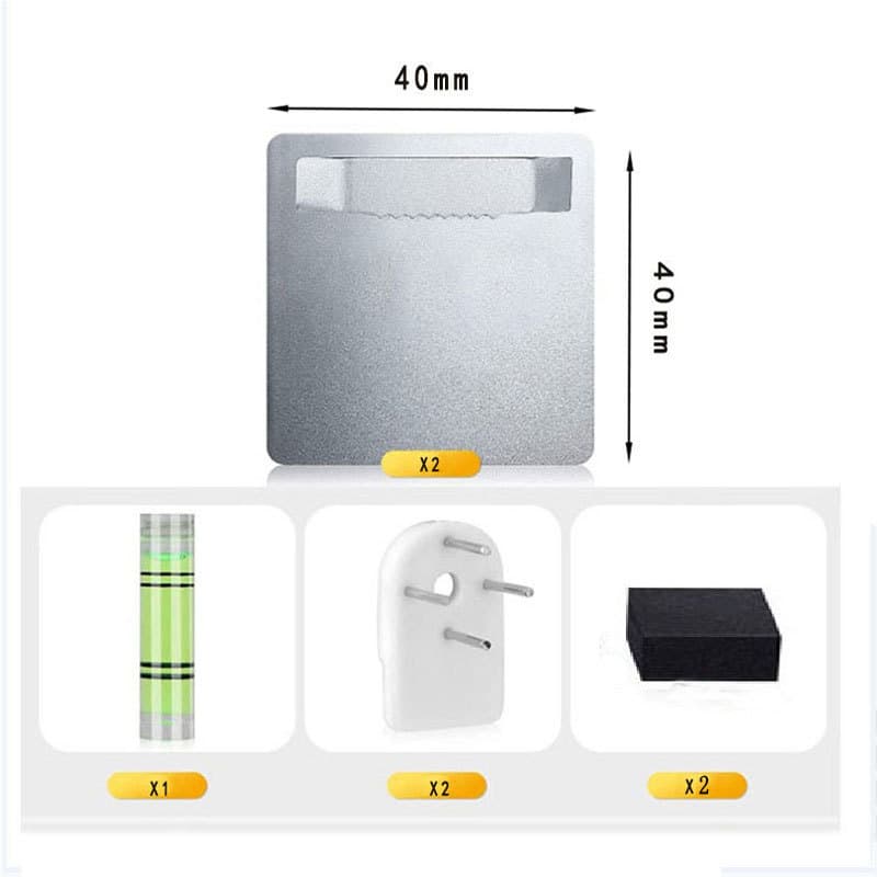Self-adhesive frame hanging bracket 40x40 with strong 3M adhesive hooks, supports up to 1.5kg glass frame.