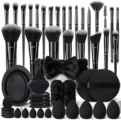 Cross-border 51pcs Makeup Brush Set with Beauty Blender, Powder Puff, Brush Cleaning Bowl Set, Shein Temu Dropshipping