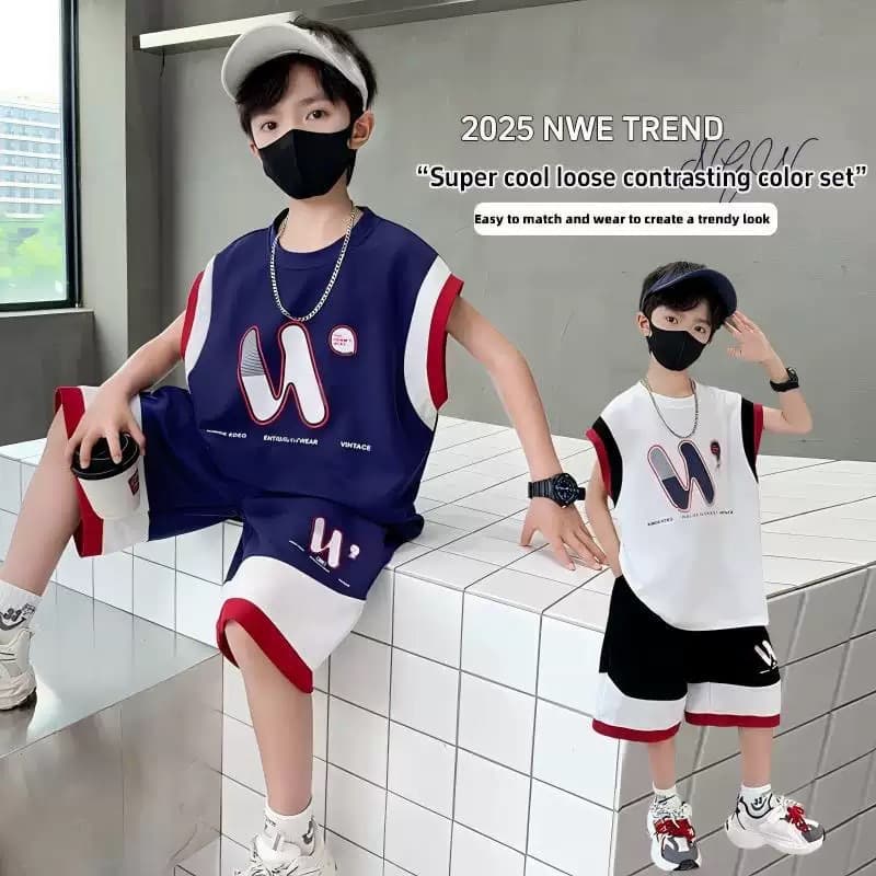 Kids Jersey Set Boys Summer T-Shirt Set 2025 New Children Summer Medium Large Kids