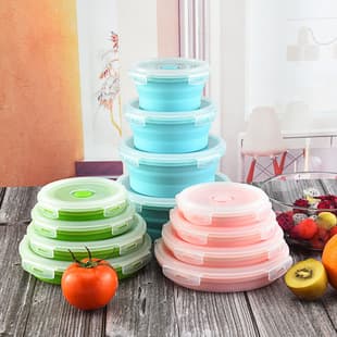 Foldable Bowl Silicone Collapsible Lunch Box Expandable Container Microwave Fridge Portable Fresh-keeping Box Round Storage Container