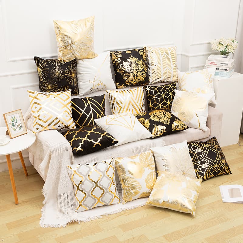 2026 Gold Foil Throw Pillow Cover Amazon Hot Seller Home European Classic Sofa Cushion Cover Cross-Border Pillow Cover