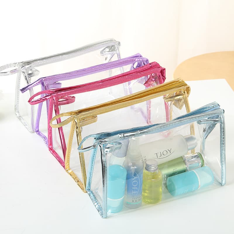 Cross-Border Hot Selling Transparent PVC Satchel Cosmetic Bag Fashion Ladies Cosmetics Bag Travel Toiletry Bag Briefcase