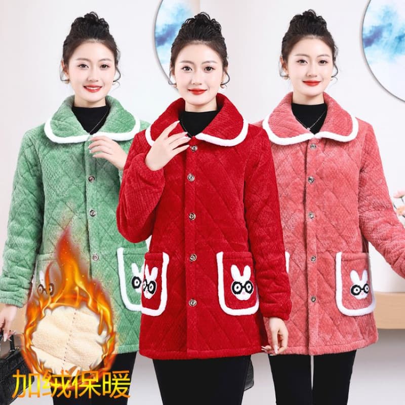 Warm outerwear, fleece-lined cotton coat, versatile, thick, winter cold-proof cotton-padded jacket, loose plus size winter cotton-padded coat for women.