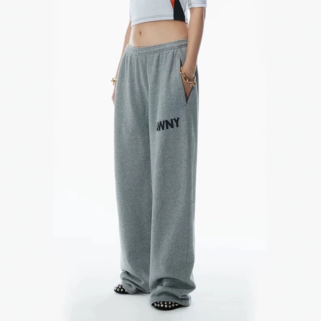 2025 Spring Summer New Arrival Factory Direct Elastic Waistband High Waist Printed Wide Leg Pants with Inner Drawstring
