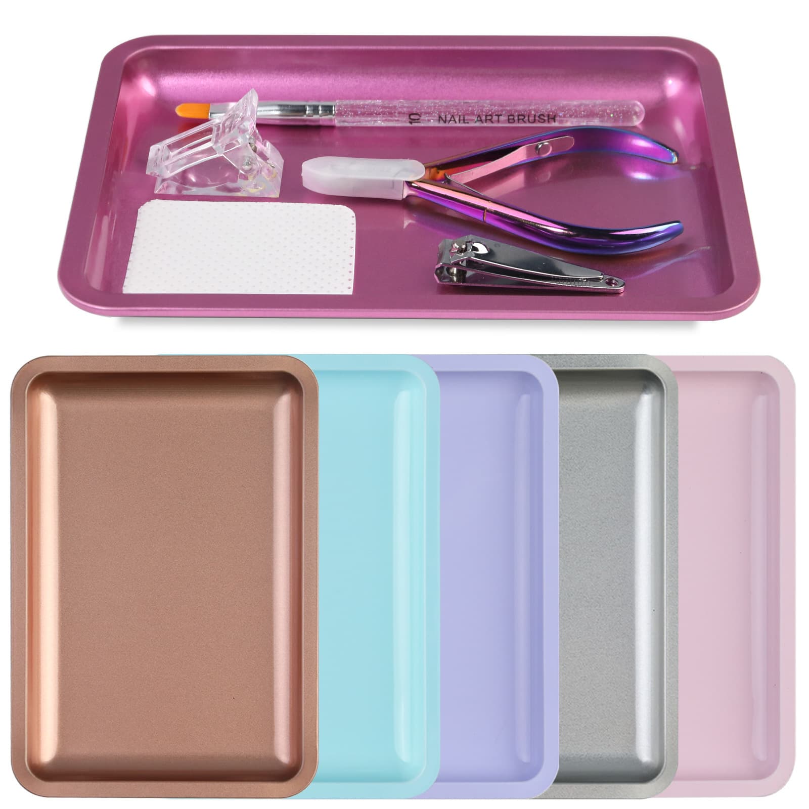 Cross-border Exclusive Square Stainless Steel Jewelry Tray Nail Tool Storage Tray Cosmetics Tray Metal Plate Wholesale