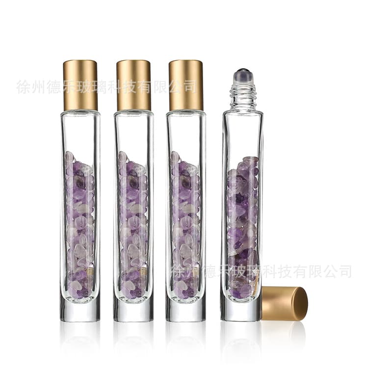 Wholesale portable thick bottom cylindrical transparent 10ml roller ball bottle essential oil packaging bottle perfume stainless steel roller ball empty bottle