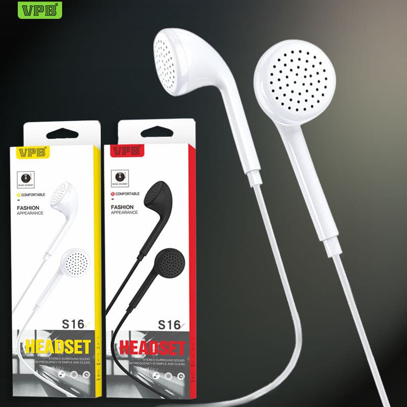VPB Original S16 Heavy Bass In-Ear Universal Wired Gaming Earphones for Mobile Phones and Computers, Cheap Flat Head, Wholesale