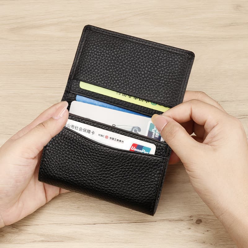 Genuine Top Layer Cowhide Business Card Holder Portable Bus Card Sleeve Student ID Card Insertion Wallet Unisex Daily Use
