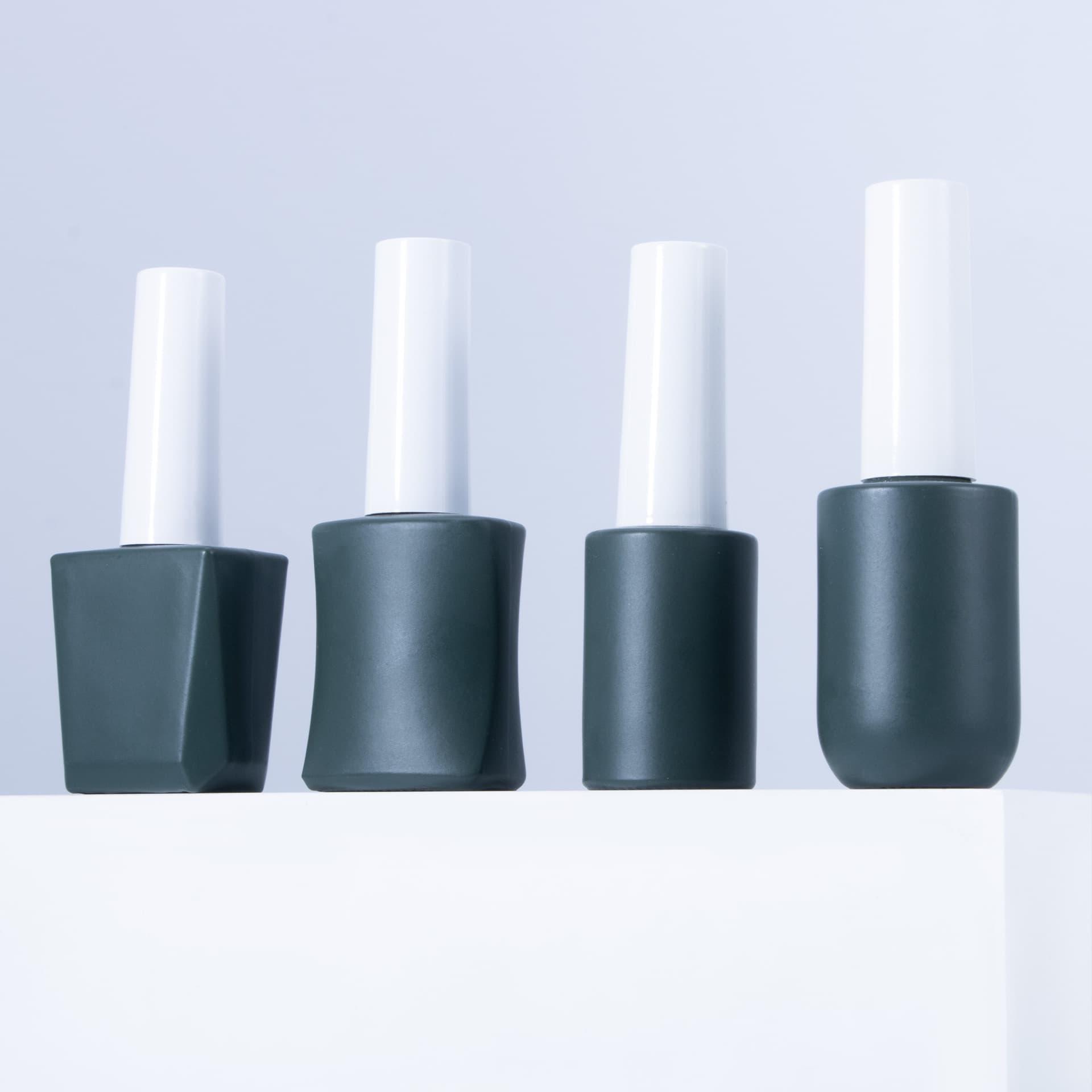 Factory Custom 8ml 10ml 12ml Gel Polish Empty Bottle with Brush Cap Dark Green Gel Polish Light-Proof Bottle