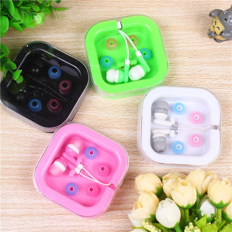 Candy-Colored Square Box Earphones, Packaged Earphones for MP3, Mobile, and Computer, with Earbuds and Round Jack Set