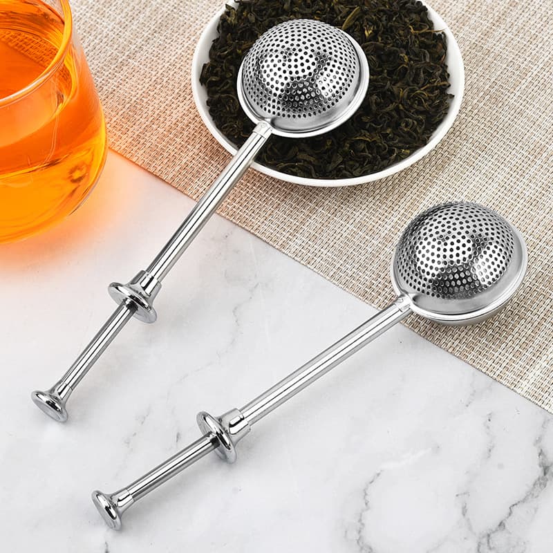 Wholesale 304 stainless steel tea strainer, spherical press-type tea infuser, telescopic tea filter, and tea ball.