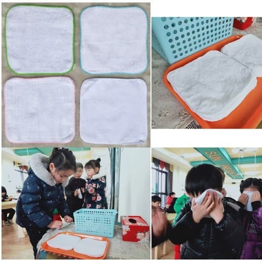 14cm 15cm export white velour pure cotton all-cotton towel, kindergarten children's small square towel, mouth-wiping small towel