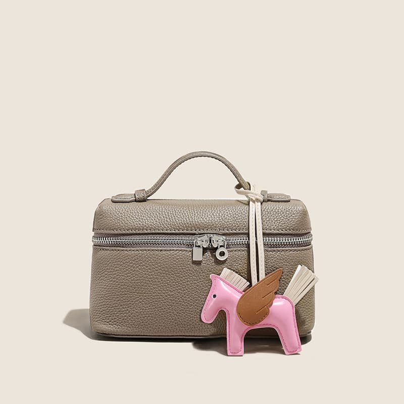 2026 New Genuine Leather Women's Handbag Korean Style Top-Layer Cowhide Lunch Box Bag Fashionable Versatile Mini Wallet Purse
