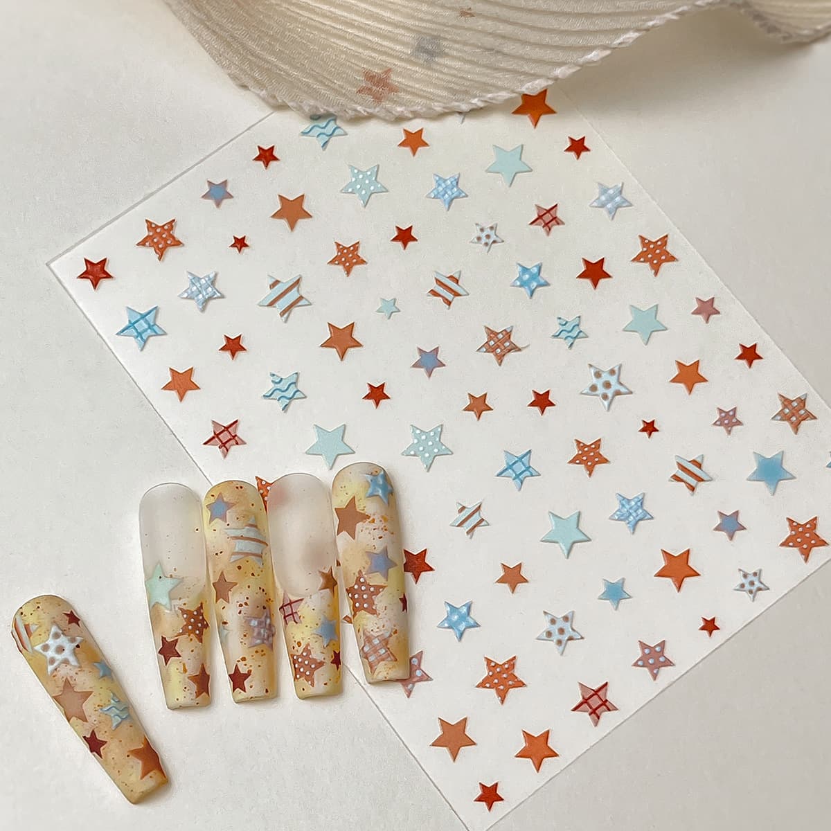 YITU embossed cookie five-pointed star nail art sticker colorful hot girl fashion sweet ant picture decorative sticker YT7476
