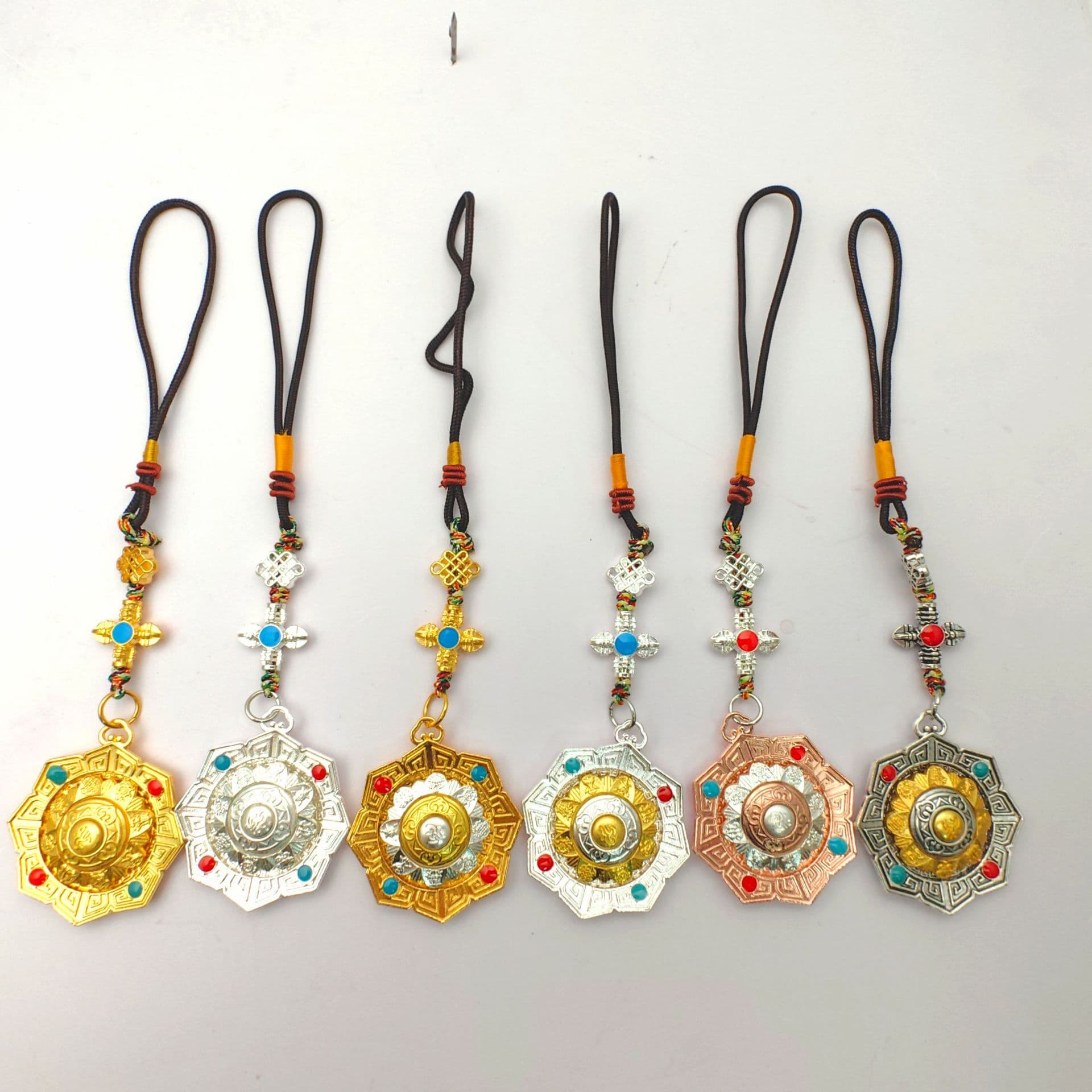 Auspicious Eight Treasures, Six-Syllable Mantra rotating bag and car hangings, Tibetan ornaments, Nine Palaces and Eight Trigrams, Tenfold Auspiciousness plaque