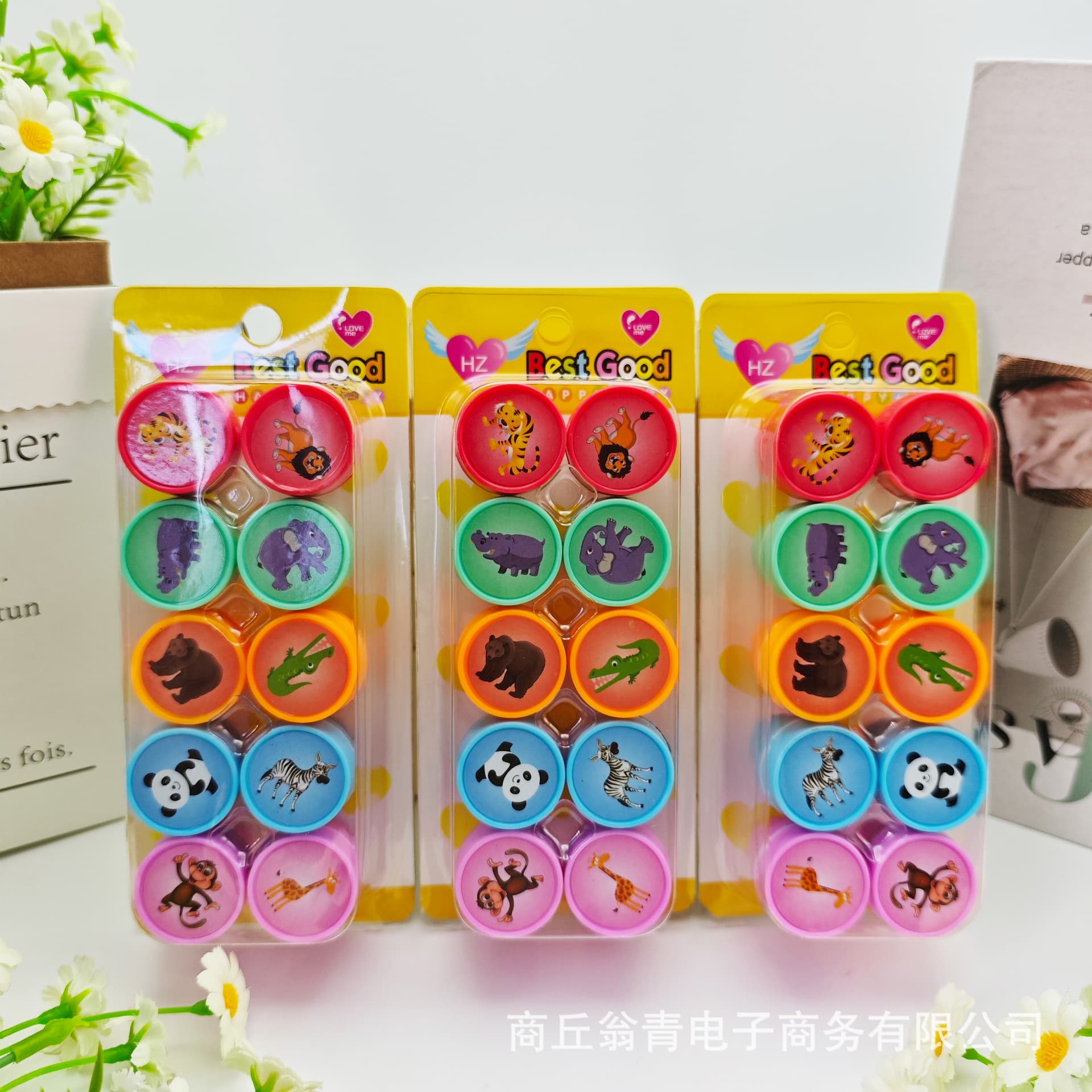 Popular wild animal 10-piece cartoon stamps boxed set for kindergarten rewards