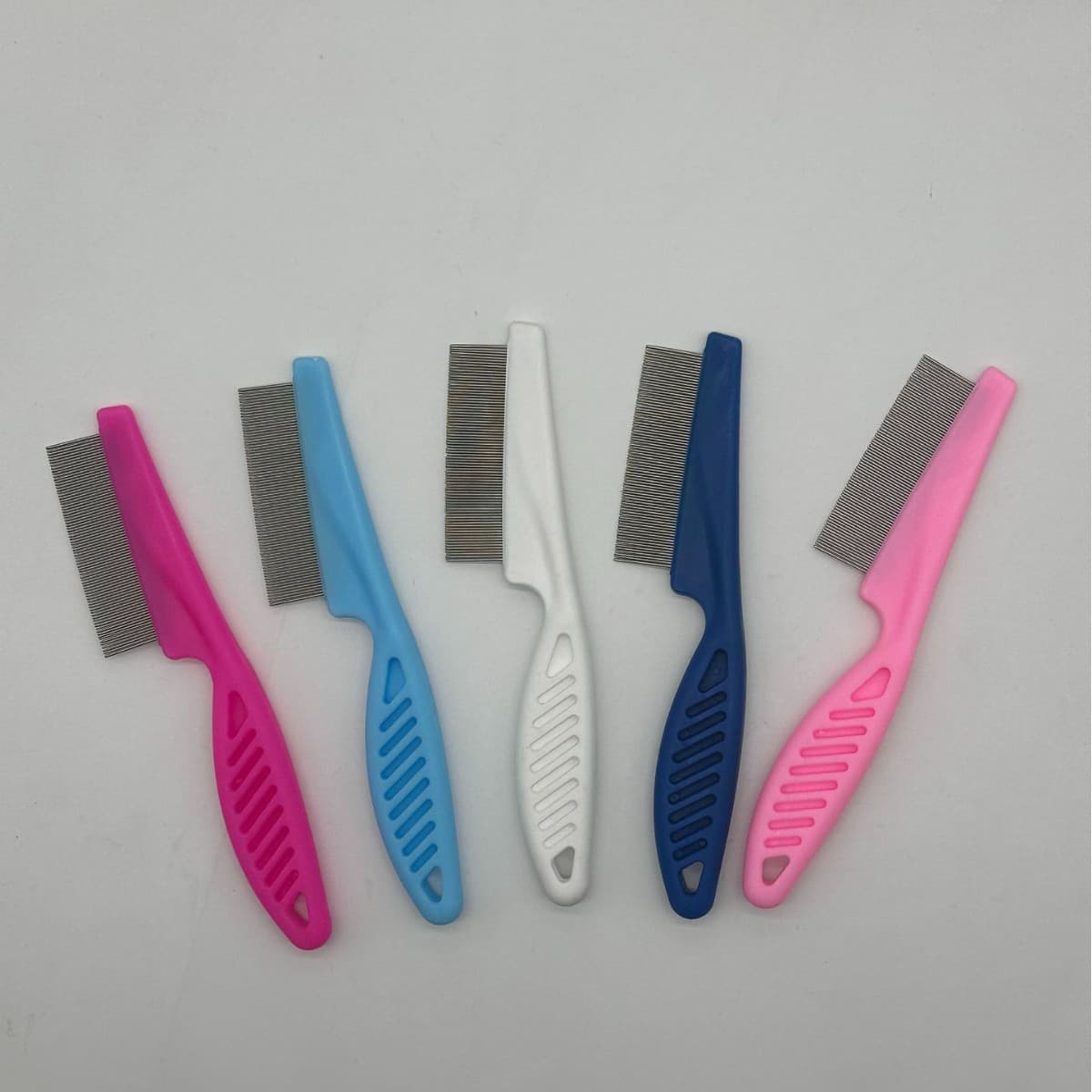 Pet Flea Comb Fine-Toothed Flea and Lice Removal Comb with White Handle Pet Supplies