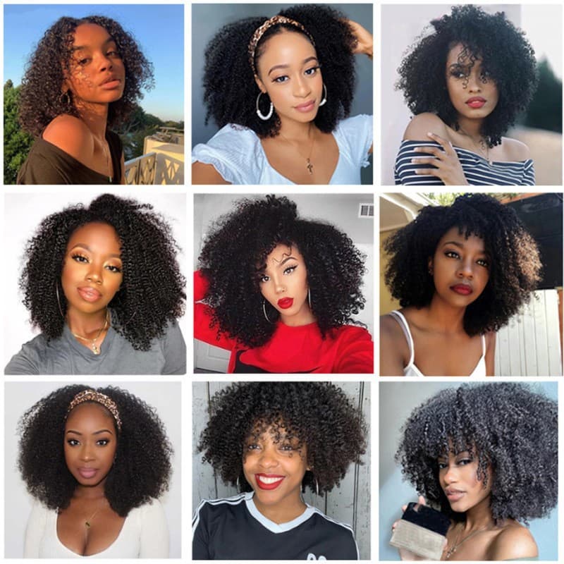 Aliexpress Wig Lace Front Synthetic Hair Black Middle Parted Short Curly Hair Small Curls Corn Perm Fluffy Wigs