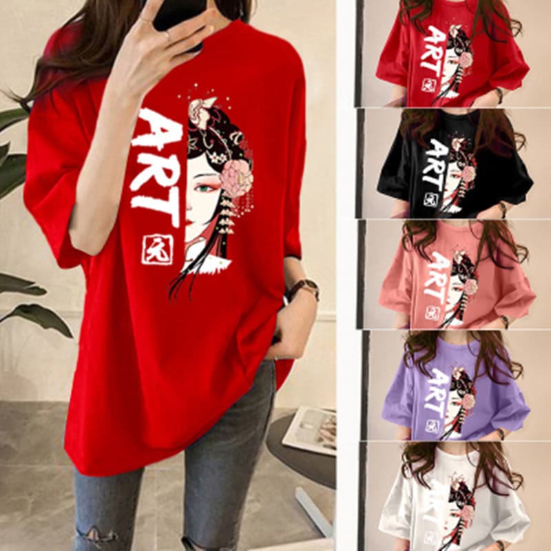 Summer Chinese Style Face Mask Short Sleeve T-Shirt Women 2026 New Plus Size National Trend Half Sleeve Internet Celebrity Ins Top Loose Fit