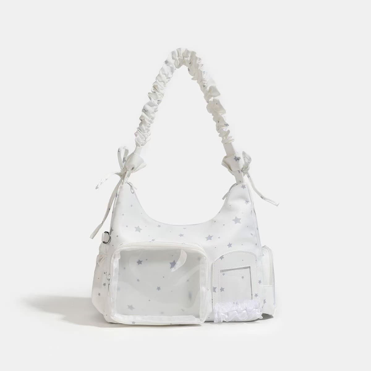 Japanese Style Star Ita Bag for Women, Anime Large Capacity Transparent Patchwork Shoulder Bag, Sweet Girls Middle School Crossbody Bag