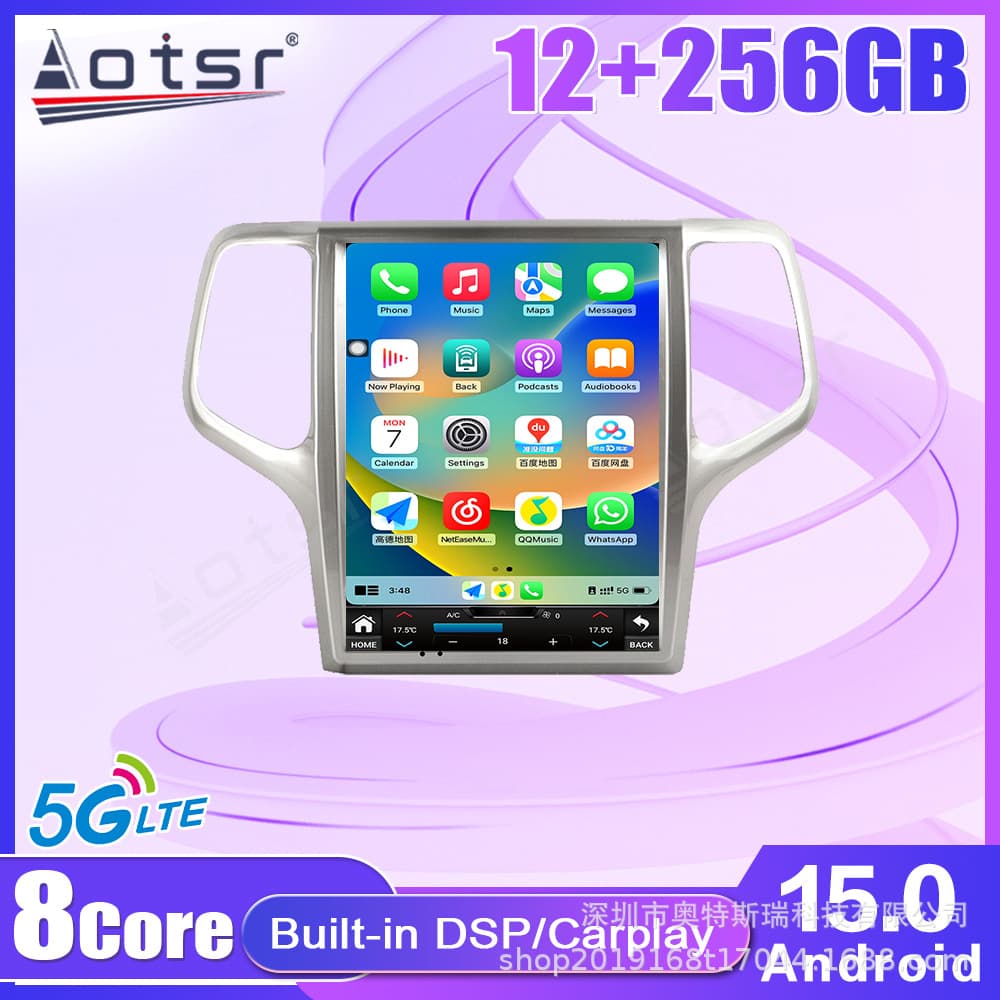 For Jeep Grand Cherokee 08-13 Android Large Screen Car Navigation Bluetooth Reverse Camera CarPlay