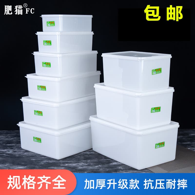 Fat Cat Fresh-Keeping Rectangular Plastic Box, Kitchen Food Storage Fridge Container, Thickened Freezer-Safe Durable Box