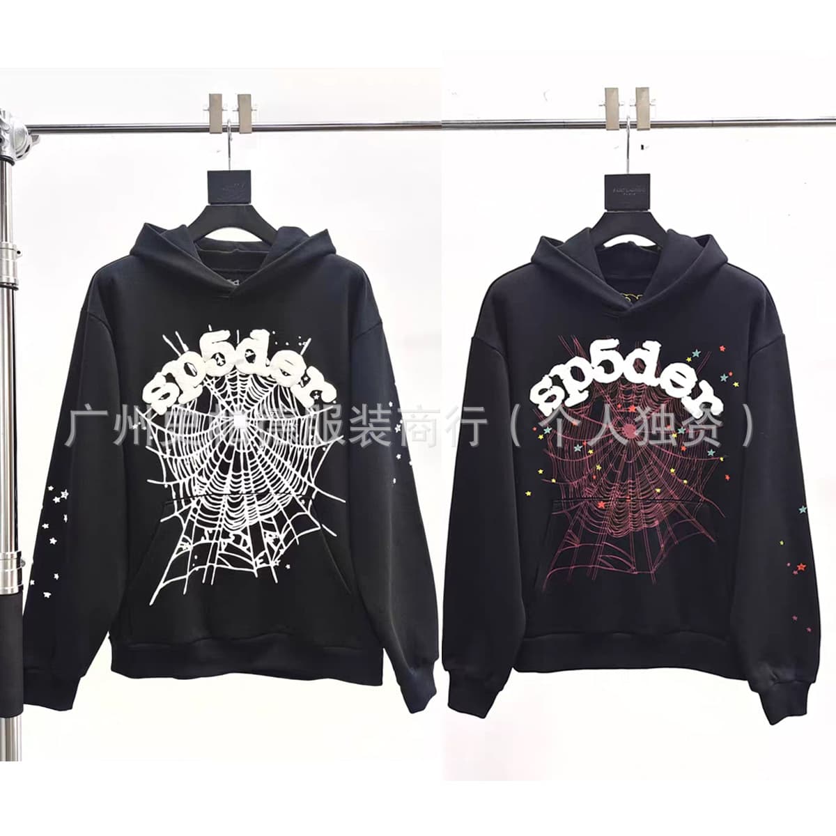 Factory stock heavy fleece American casual hoodie European and American trendy spider web sweatshirt Sp5der 55555