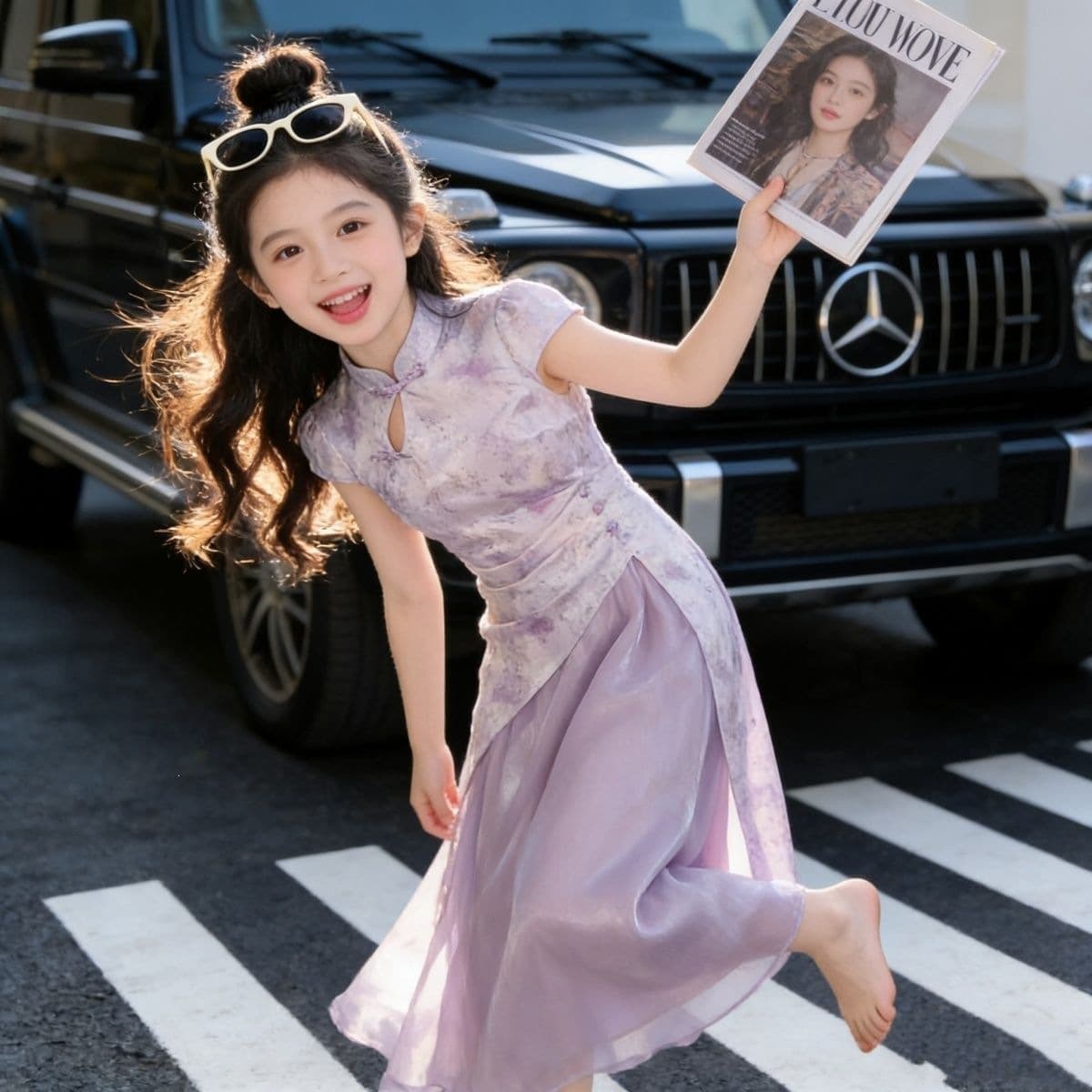 Girls' improved cheongsam dress 2026 new children's new Chinese style national fashion long skirt summer style Internet celebrity princess