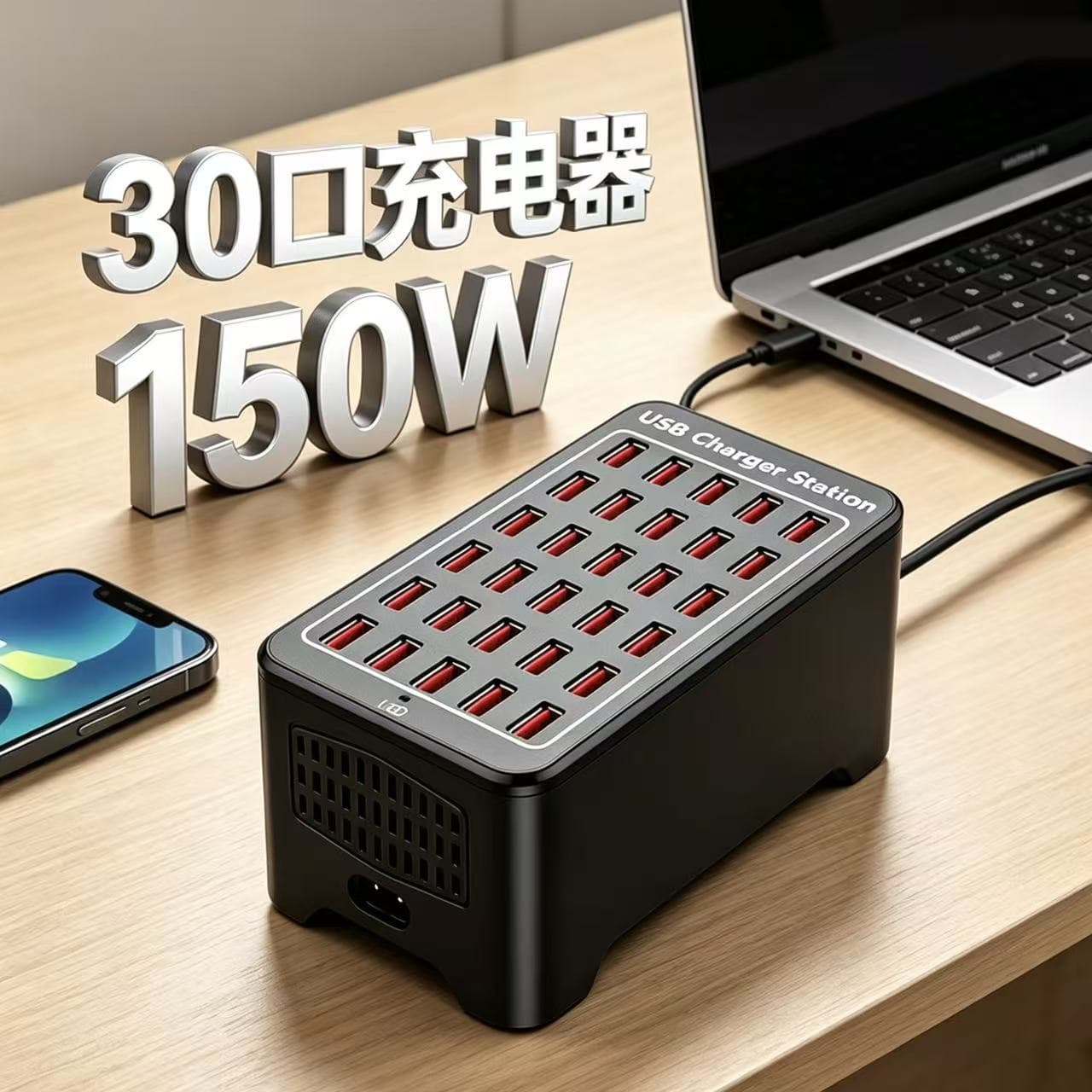 Cross-Border Smart 30-Port Studio 2A Charger 150W High-Power Multi-Port USB Charger for Phones and Tablets