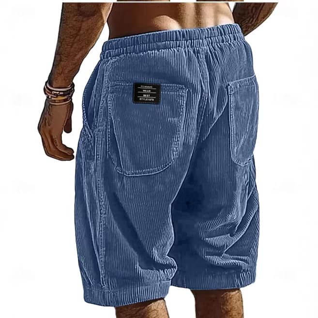 2026 Cross-Border Amazon Black Label Men's Corduroy Shorts Summer Loose Casual Pants with Drawstring Fashionable