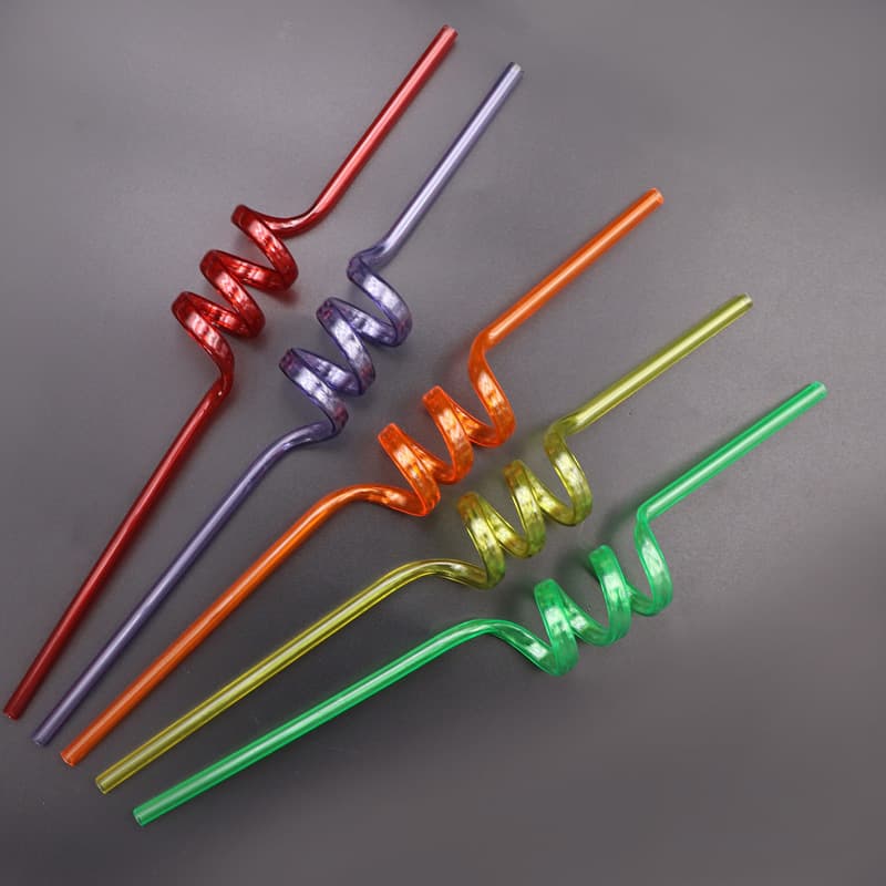 Cross-border Hot Sale Cartoon Art PETG Shaped Straws, PVC Creative Spiral Bendable Plastic Straws Cheap Factory