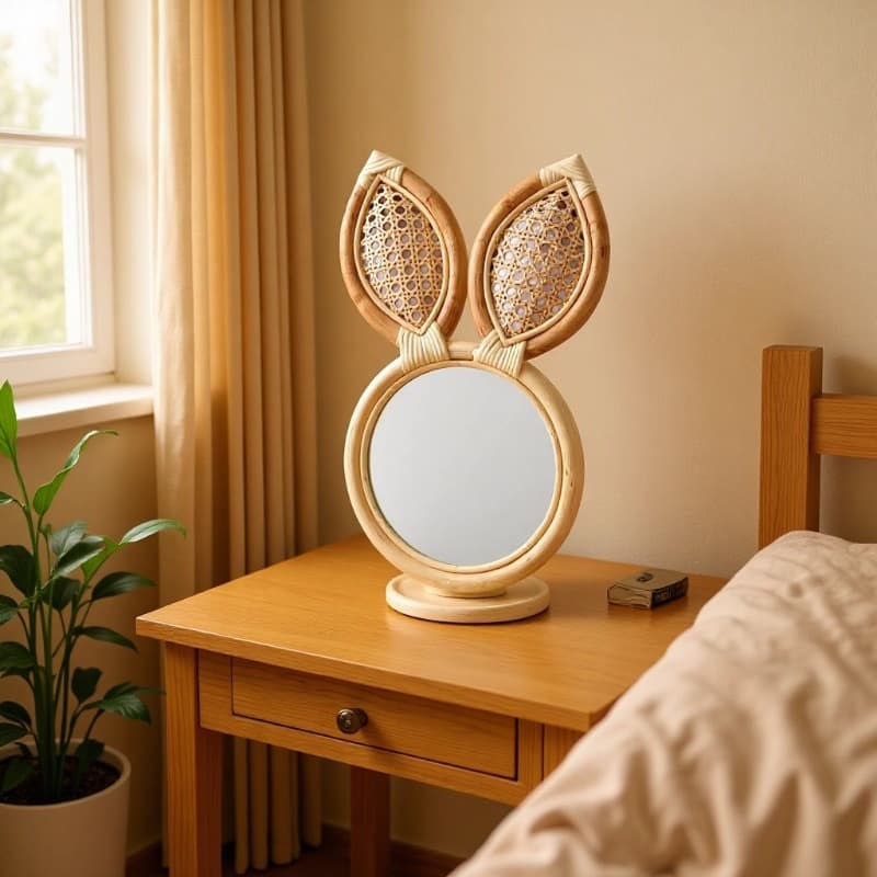 ins style wall decoration mirror rabbit ears decoration wall hanging bedroom ornaments niche standable mirror decorative painting