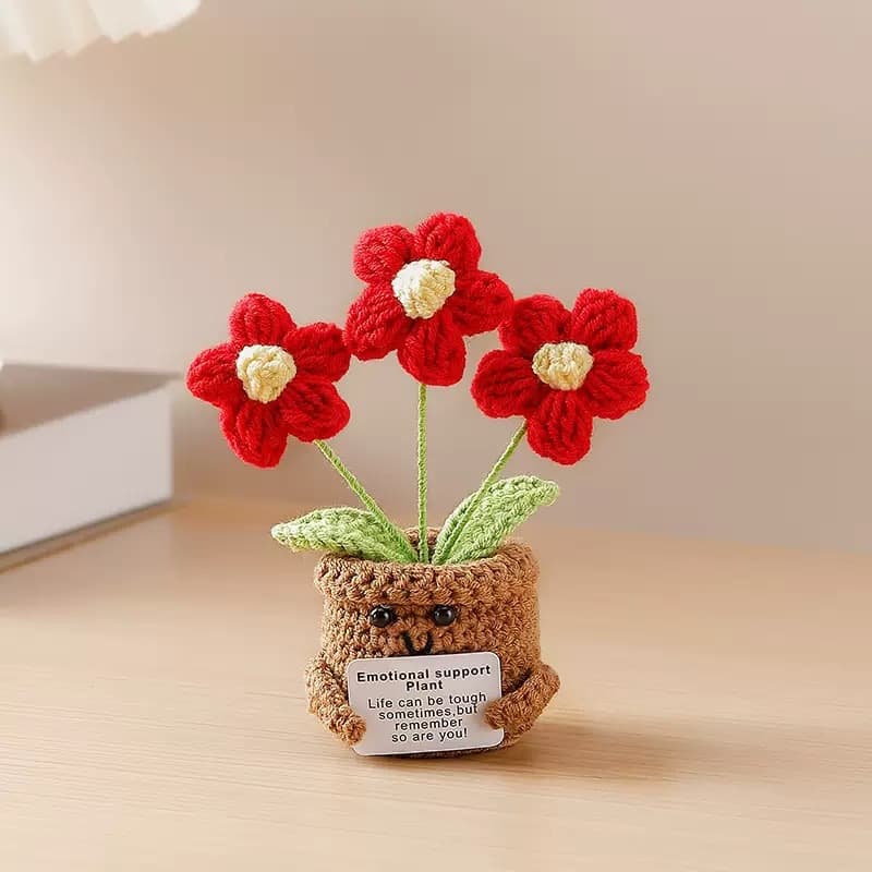 Cross-border Sister Gifts Handmade Crochet Doll with Card Crochet Gift Yarn Flower Pot Desktop Decoration