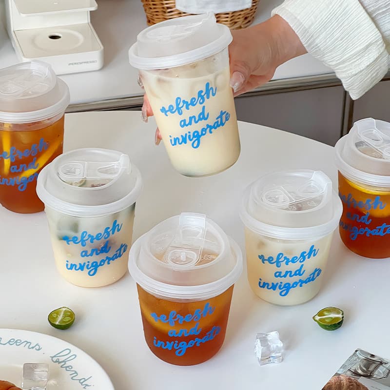 Disposable coffee cup, transparent fat PET cold drink cup, Internet celebrity juice plastic cup, milk tea packaging cup with lid