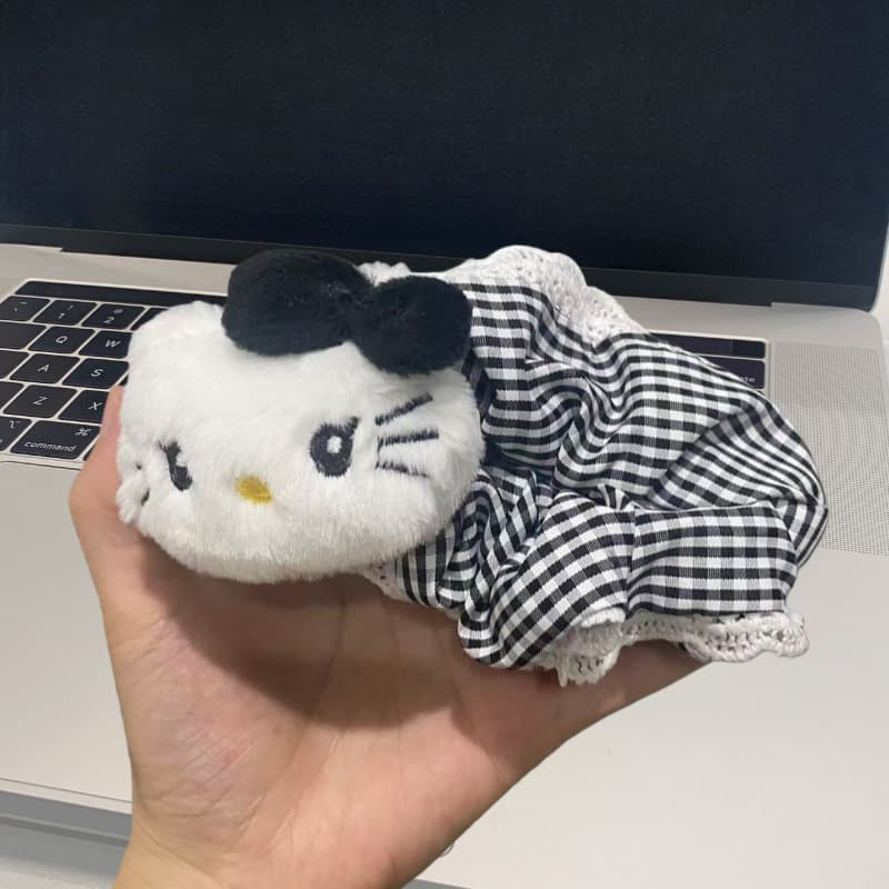 Japanese and Korean 2025 New High-End Hello Kitty Plaid High Ponytail Age-Reducing Banana Clip Women's Hairpin Headwear